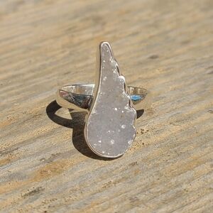 Natural Agate Druzy 925 Ring